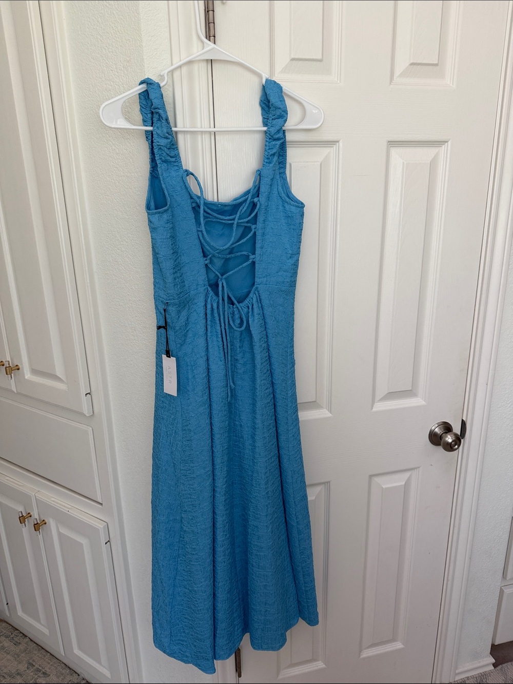 NWT ASTR Blue Lace-Back Textured Sundress -